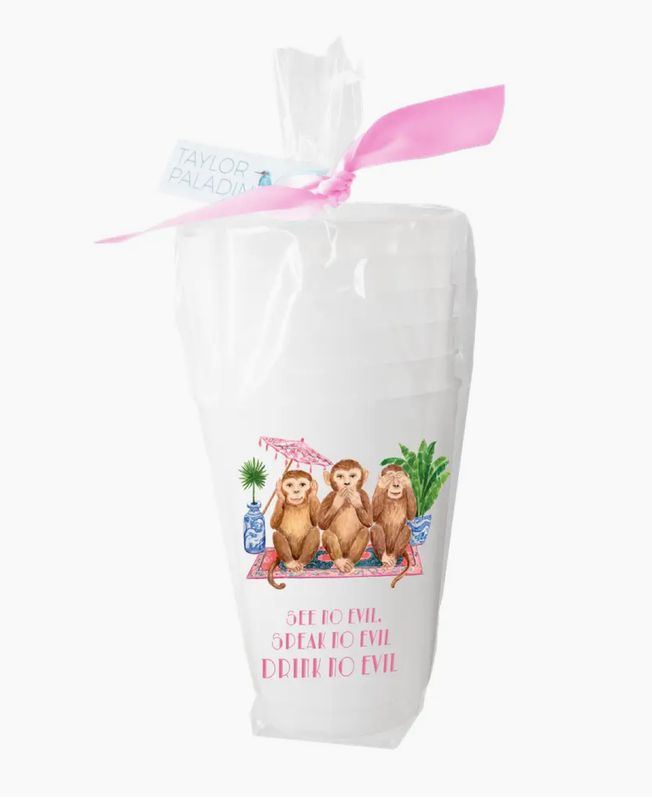 See No Evil Frosted Cups S/6