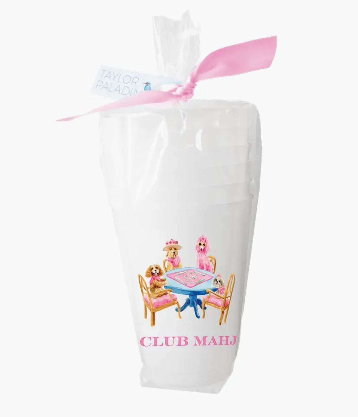 Mahjong Dog Frosted Cups S/6