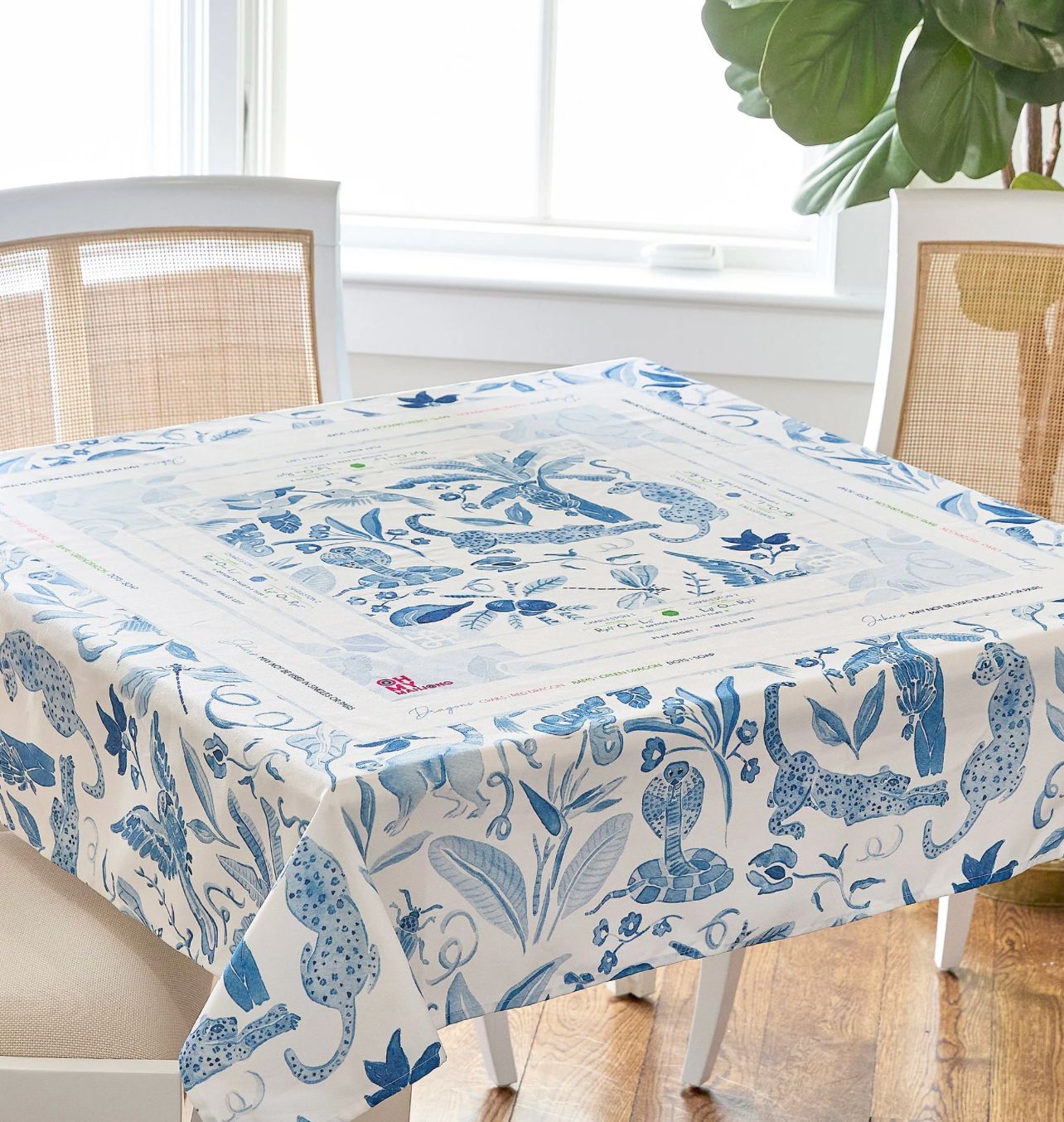 Instructional Mahjong Tablecloth- Blue