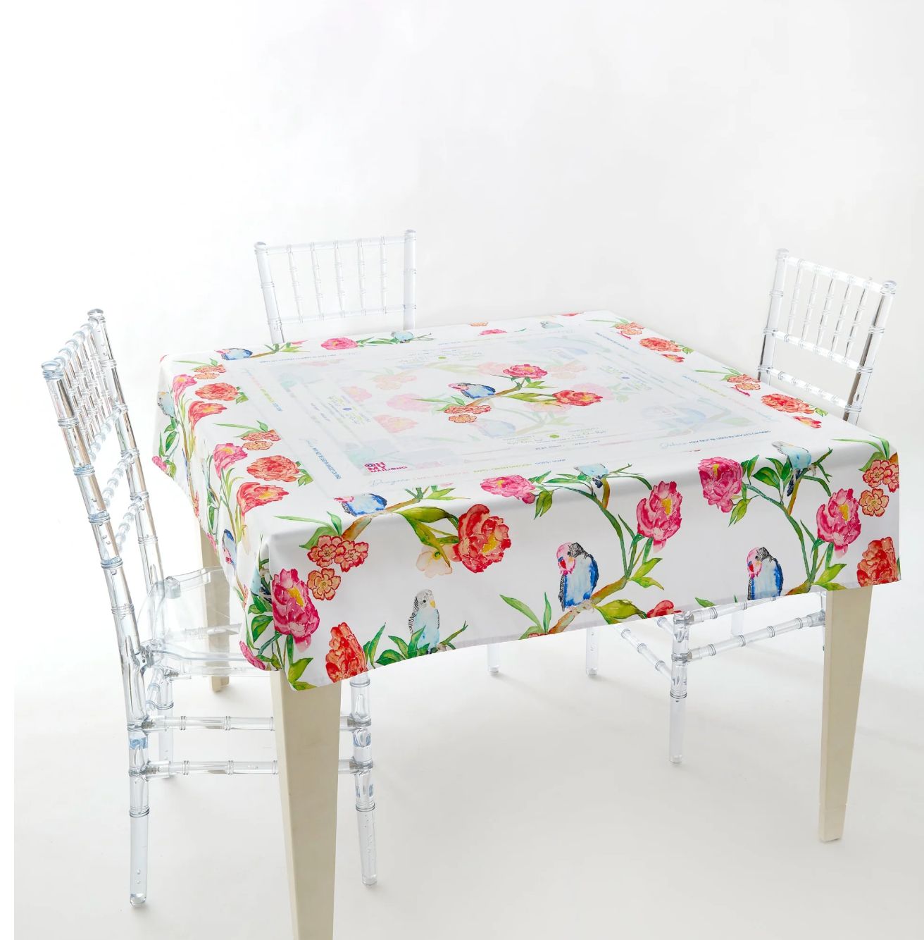 Instructional Mahjong Tablecloth- Parakeet
