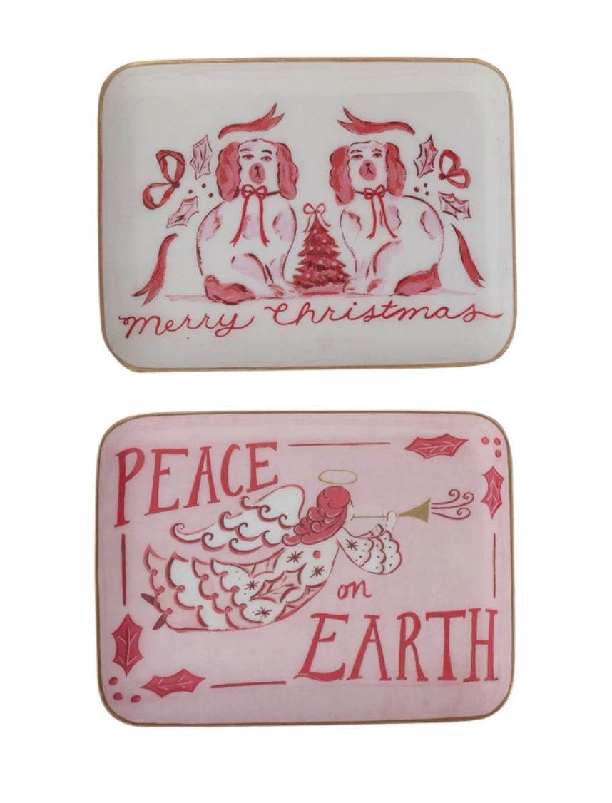 Enameled Holiday Metal Tray