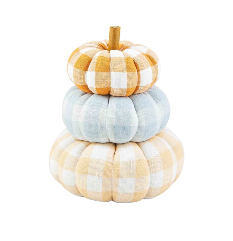Gingham Stacked Pumpkins