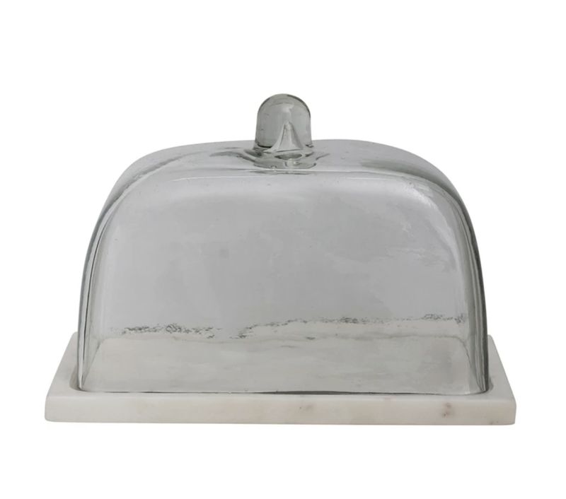 Cloche w Marble Base- Lg