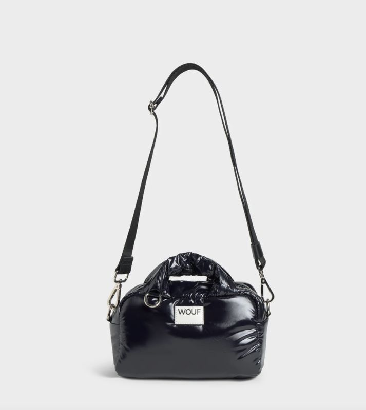 Glossy Top Handle Bag- Noir