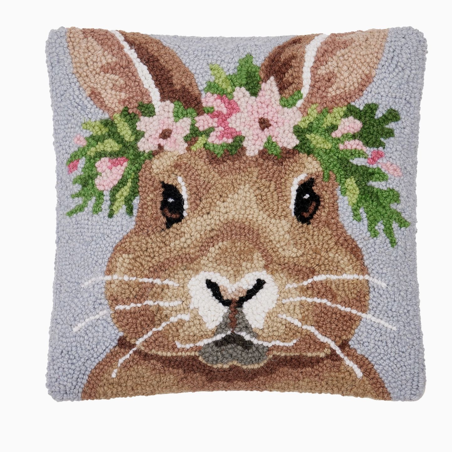 Bunny w Crown Hooked Pillow