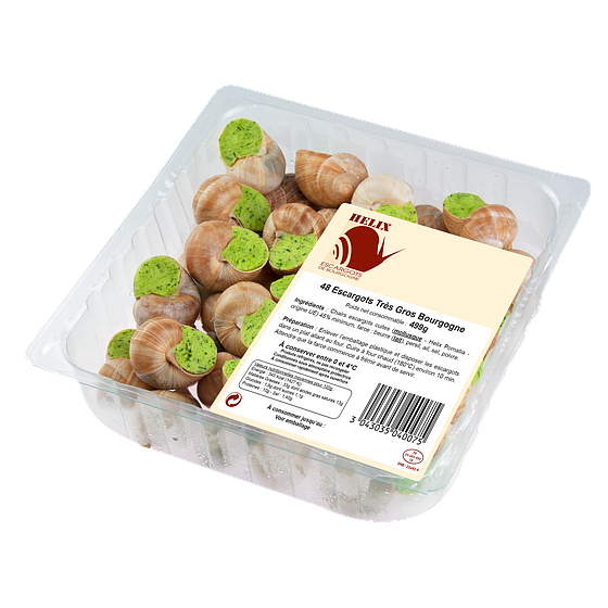 Barquette 48 ESCARGOTS de Bourgogne TRES GROS Réfrigérés 500g
