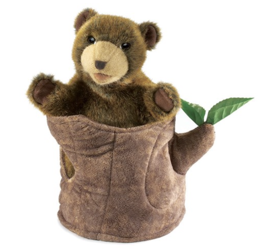Bear in Tree Stump Folkmanis Puppet