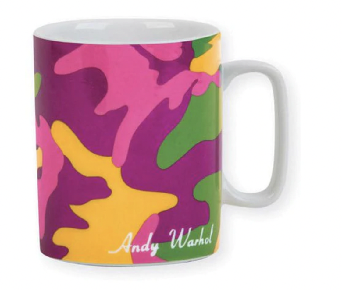 Andy Warhol, Magenta Camouflage &quot;Art is What You Can Get Away With&quot; Quote Inside Mug