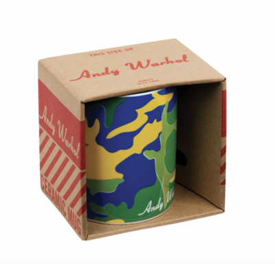 Andy Warhol Green and Blue Camouflage " I Broke Something Today, and I Realized I Should Break Something Once a Week to Remind Me How Fragile Life is" Quote Inside Mug 