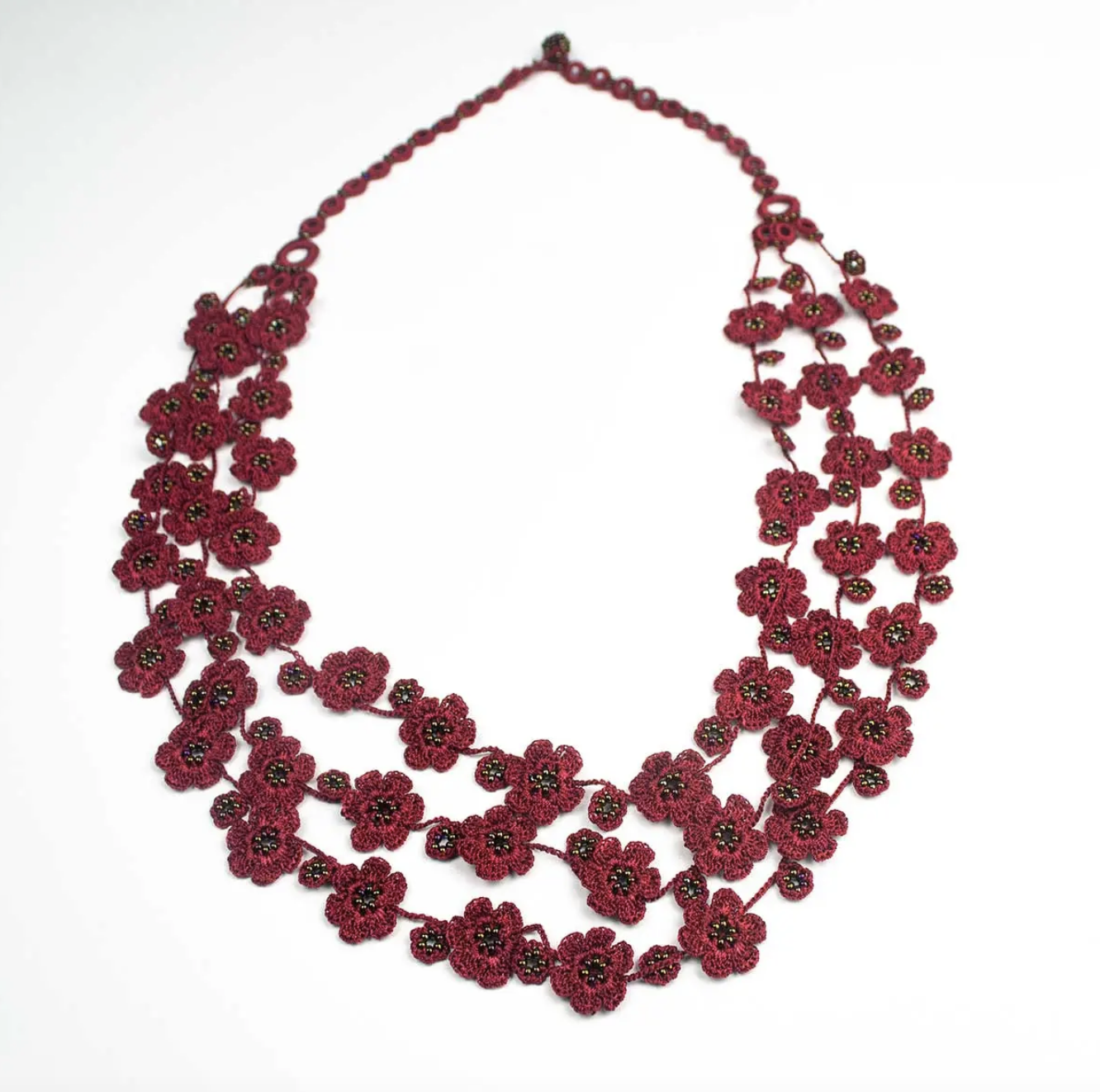 Marsala &quot;Pansies&quot; Silk Necklace