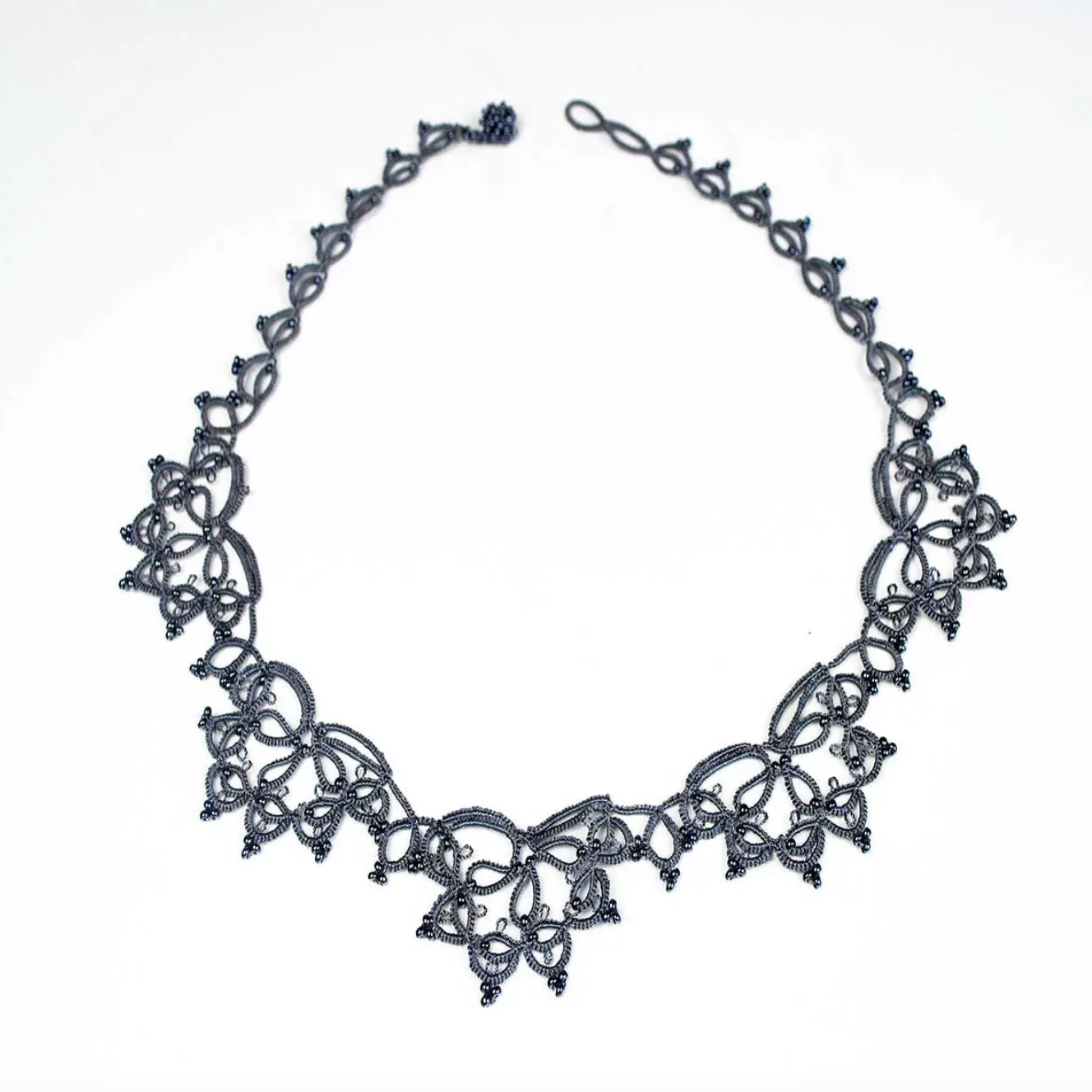  Charcoal &quot;Desert Flower&quot; Silk Necklace