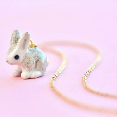 Porcelain &quot;Goldentail&quot; Rabbit Necklace