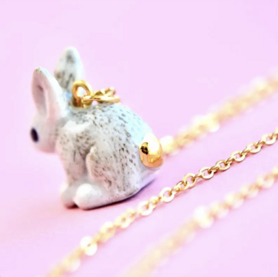 Porcelain "Goldentail" Rabbit Necklace