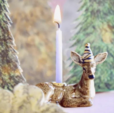 Porcelain Deer &quot;Wish&quot; Cake Topper