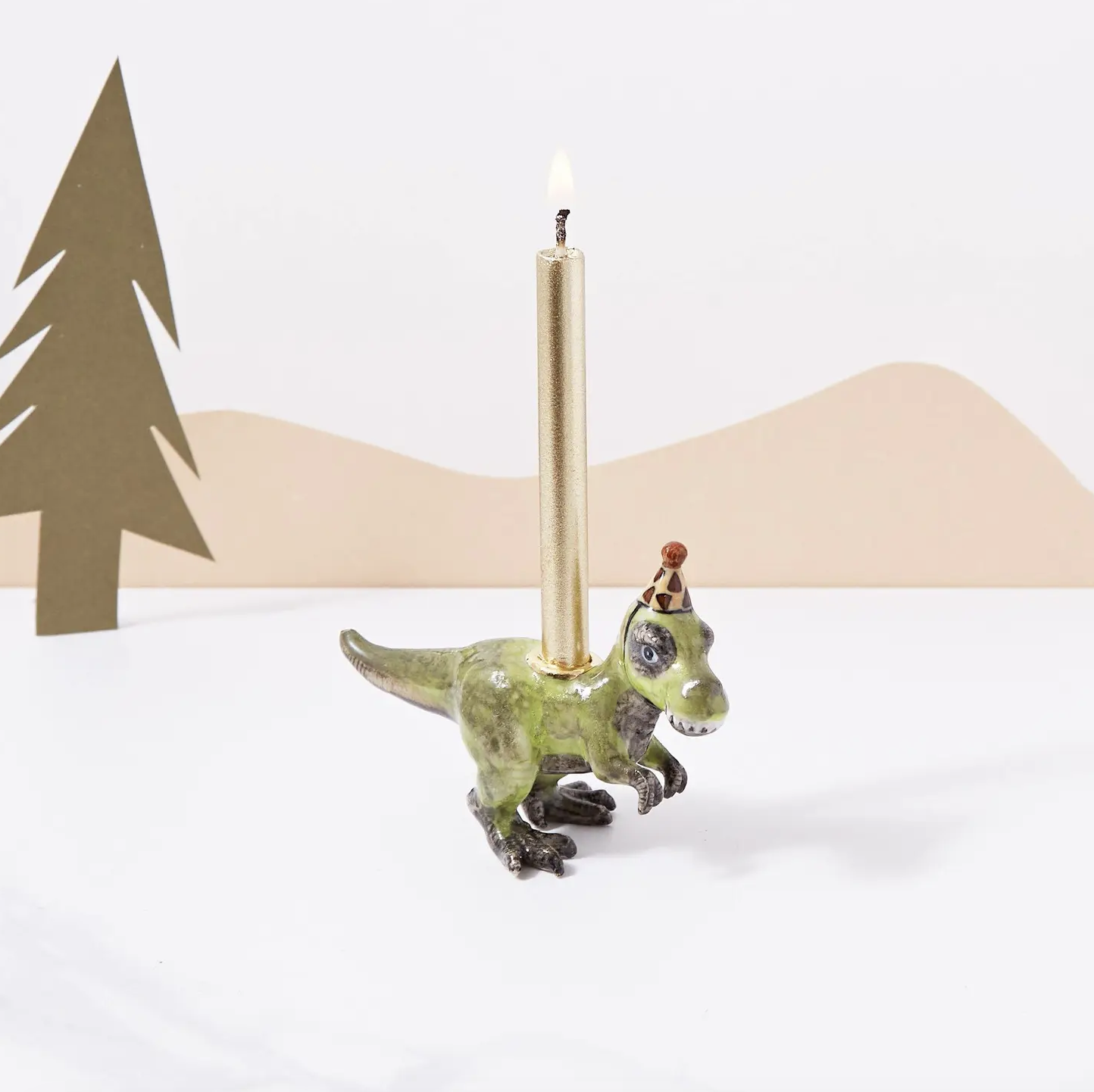 Porcelain T Rex &quot;Party Animal&quot; Cake Topper