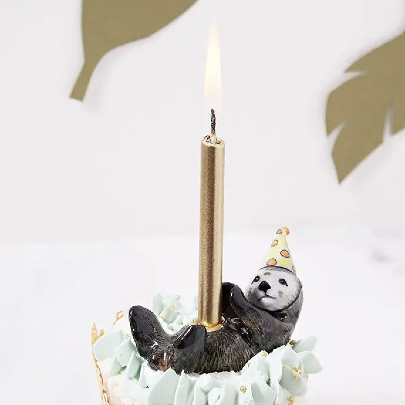 Porcelain Sea Otter &quot;Party Animal&quot; Cake Topper