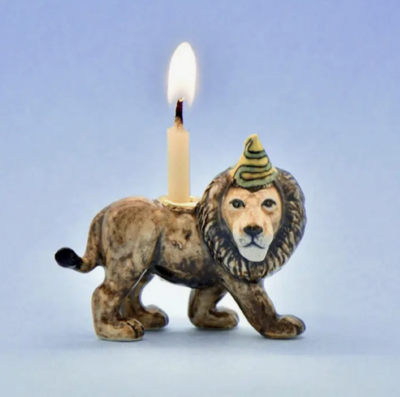Porcelain Lion "Party Animal" Cake Topper