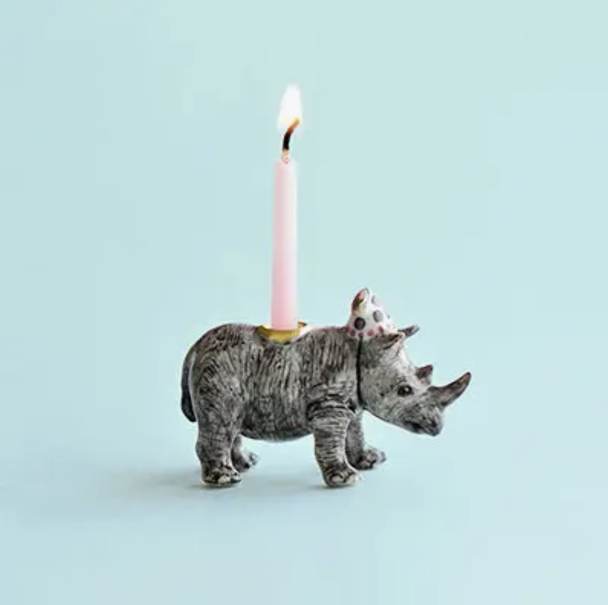 Porcelain Rhino &quot;Party Animal&quot; Cake Topper