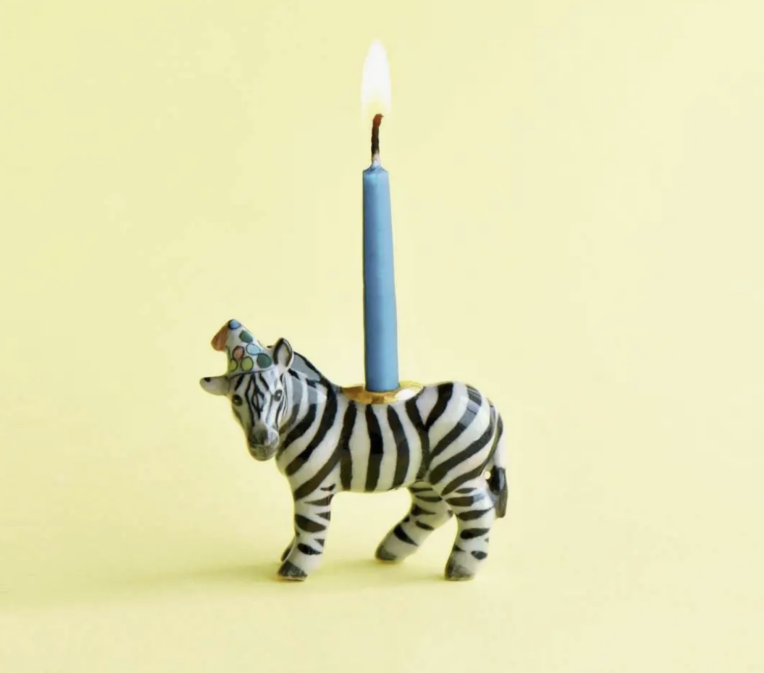 Porcelain Zebra &quot;Party Animal&quot; Cake Topper