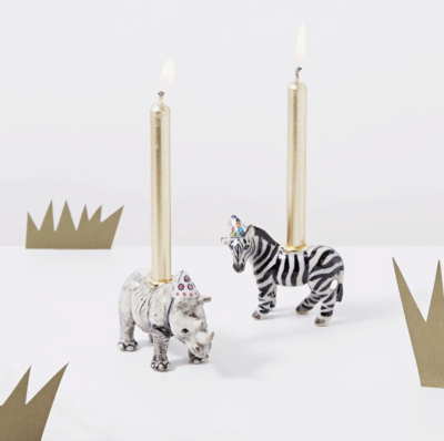 Porcelain Zebra "Party Animal" Cake Topper