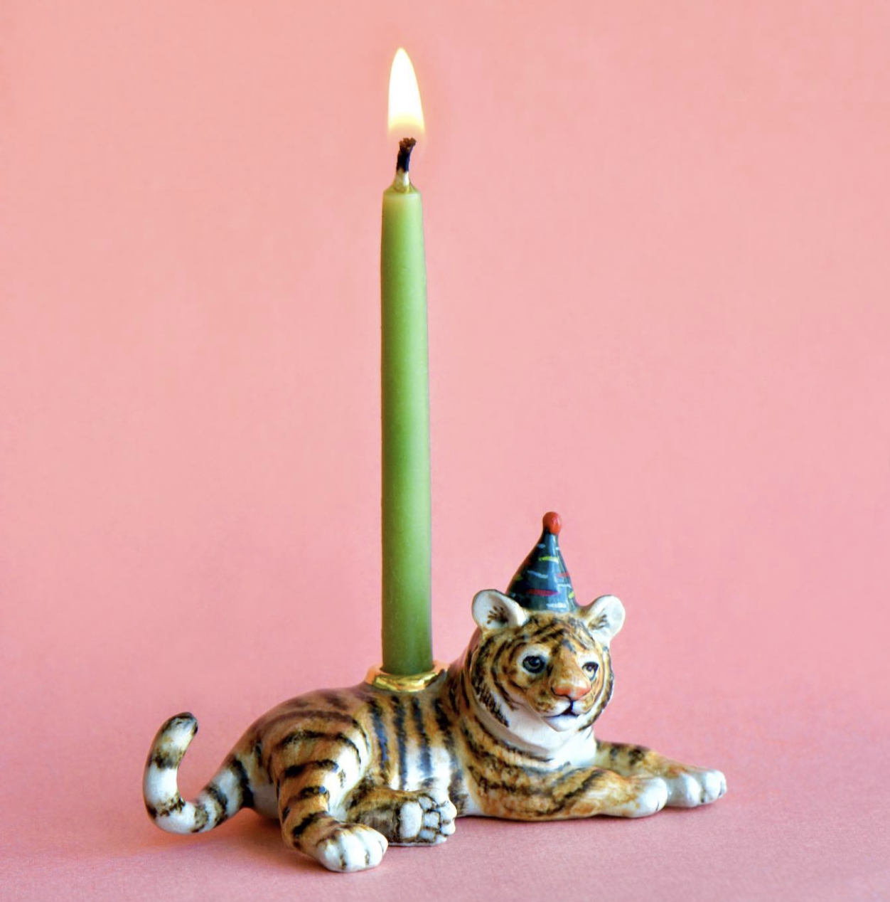Porcelain Tiger "Party Animal" Cake Topper