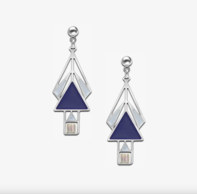 Mahony Window: Crystal Bead, Navy & Light Blue Earrings