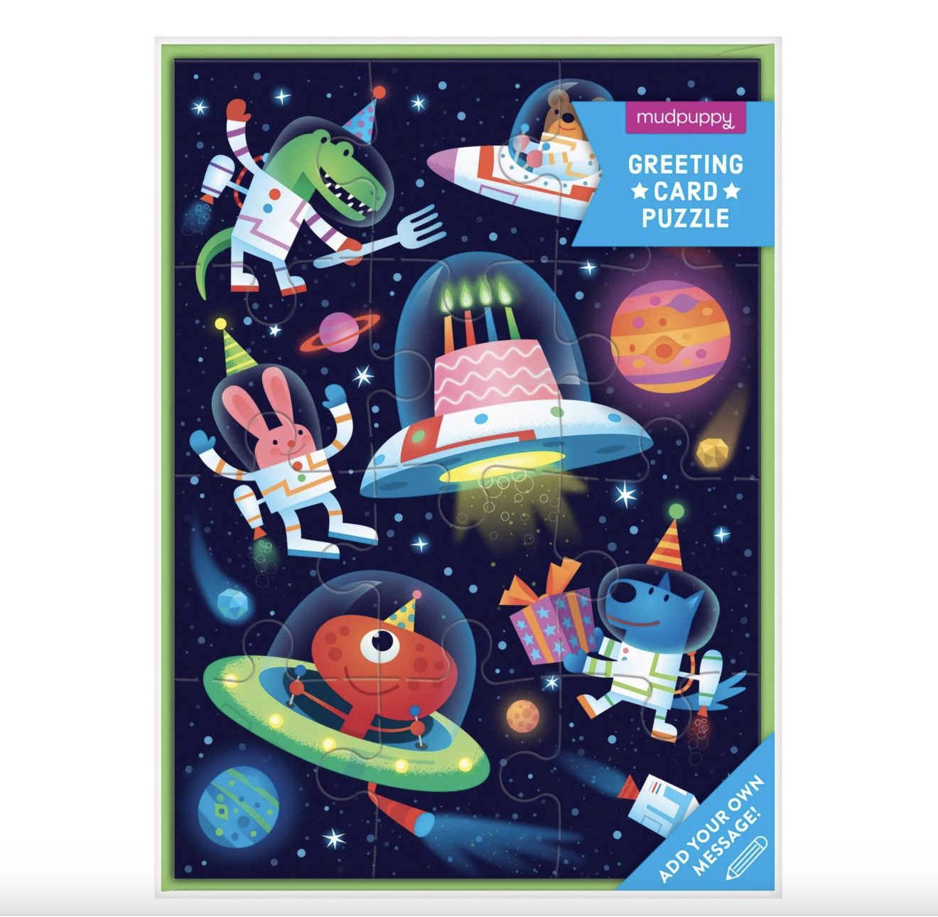 Cosmic Party Greeting Card Puzzle