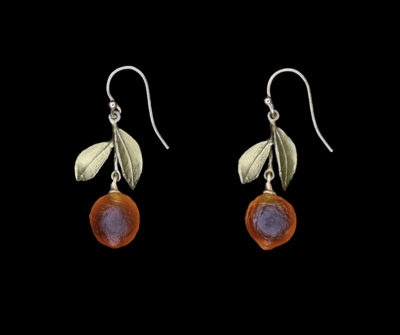 Orange Blossom Leaf Drop Dangle Wire Earrings