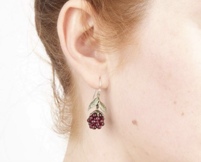Raspberry Bronze and Garnet Drop Wire Earrings