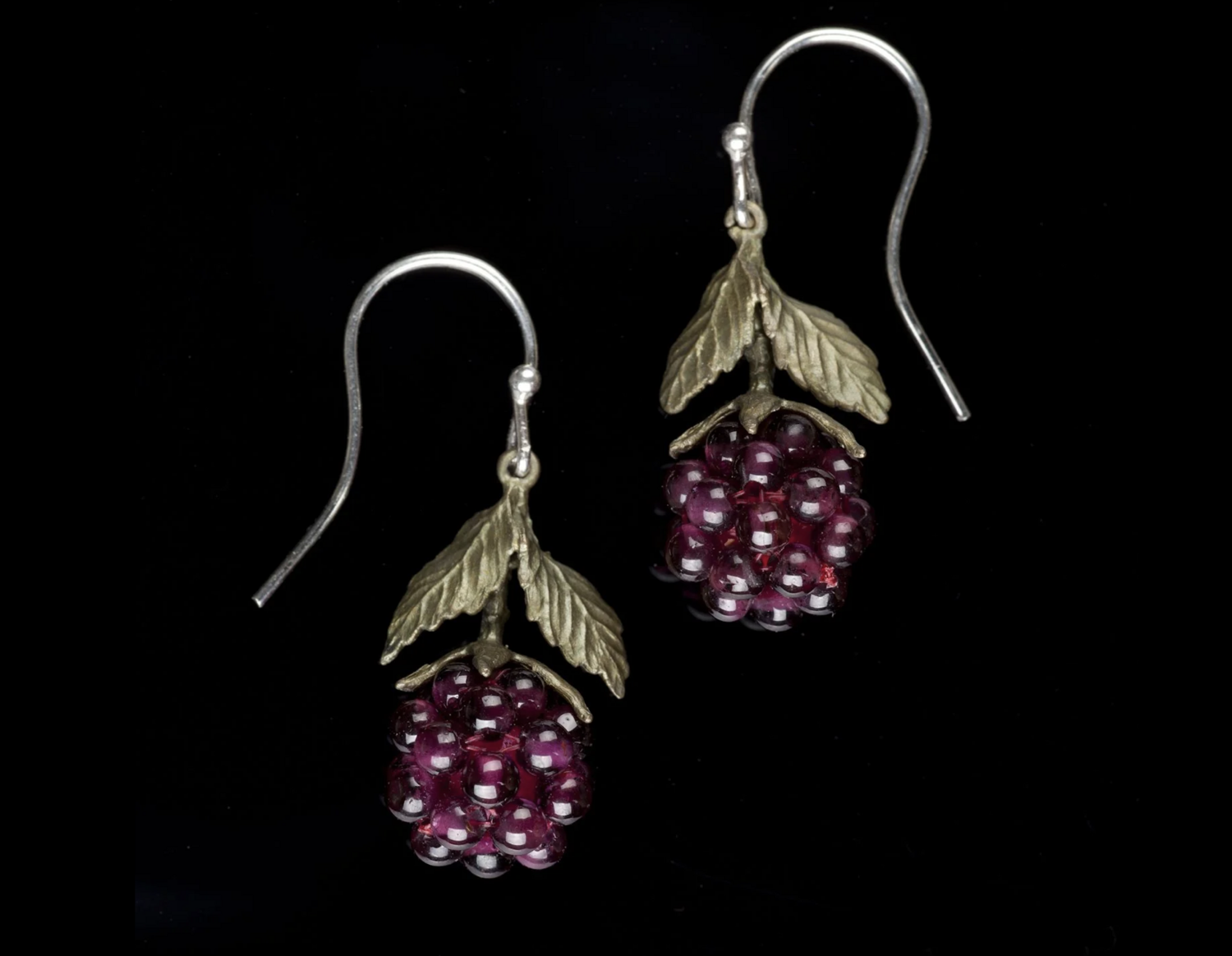 Raspberry Bronze and Garnet Drop Wire Earrings