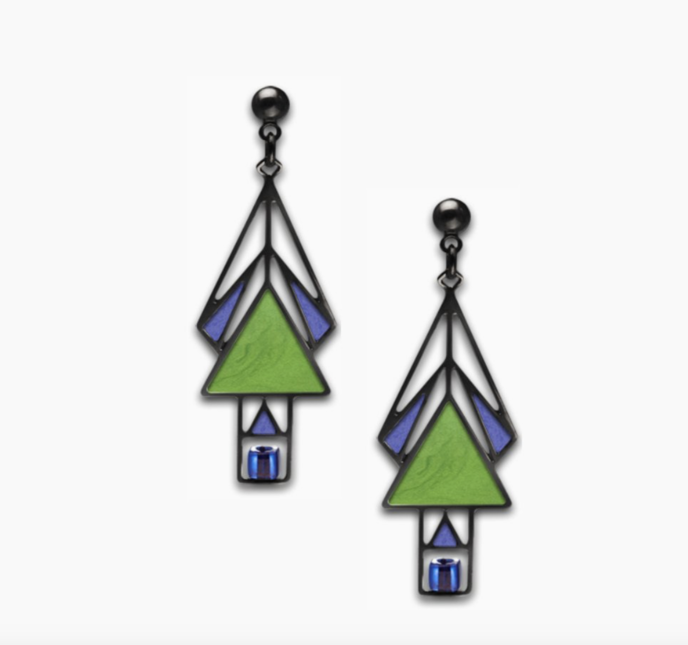 Mahony Window - Sapphire Bead - Spring Green Earrings