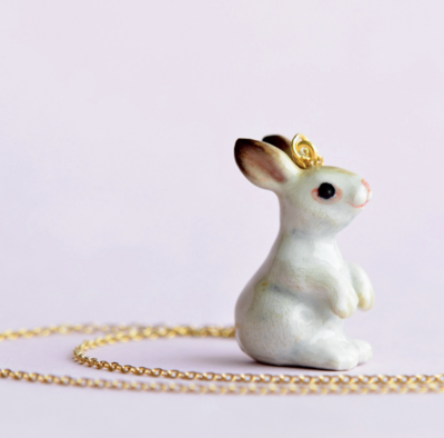Porcelain White Rabbit Necklace