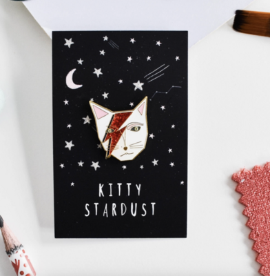 Kitty Stardust Cat Musician Pin