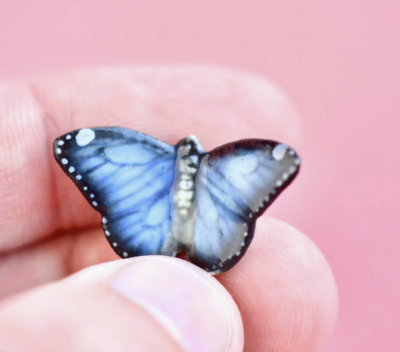 Porcelain Blue Butterfly Necklace