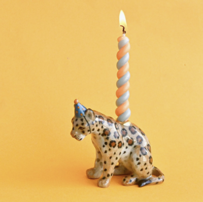 Porcelain Jaguar "Party Animal" Cake Topper