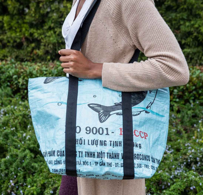 Recycled Large Zip Cambodian Shoulder Bag