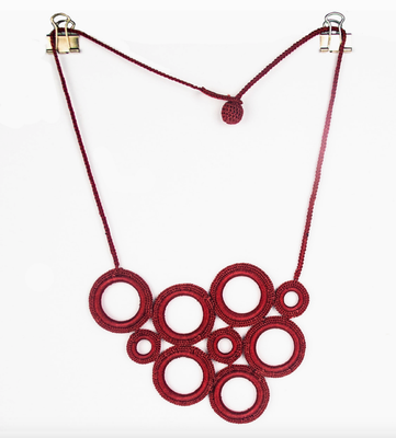 Marsala &quot;Circular Forms&quot; Silk Necklace