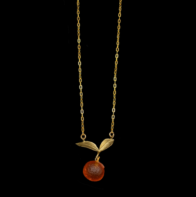Orange Blossom Dainty Drop Pendant Necklace - 16&quot; Adj.