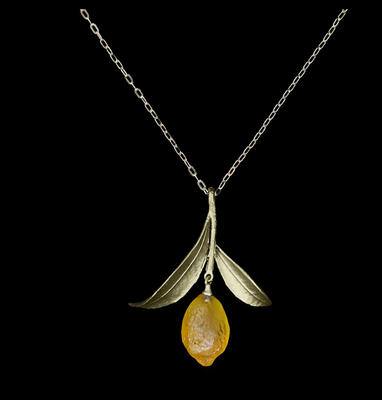 Lemon Drop Leaf Pendant Necklace- 16&quot; Adj.