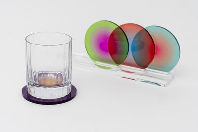 Geometric Form Interactive Rainbow Gradient Coasters and Display by Artist Yoni Alter