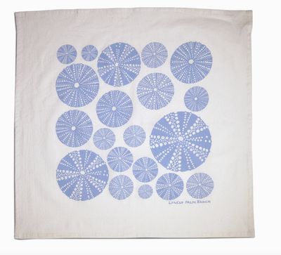 Sky Blue Seashell 28&quot;  100% Cotton Tea Towel - Hand Silkscreened  by Arroyo Grande Artists  Lonely Palm Ranch