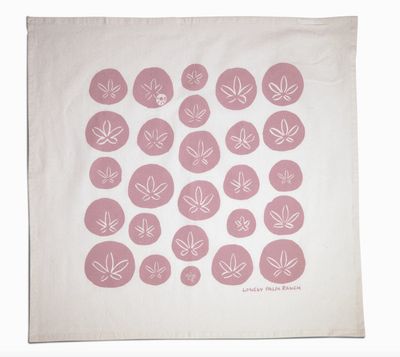 Pink  Seashell 28&quot;  100% Cotton Tea Towel - Hand Silkscreened  by Arroyo Grande Artists  Lonely Palm Ranch