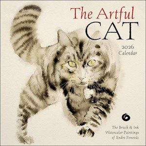 The Artful Cat 2026 Wall Calendar: Brush and Ink Watercolor Paintings