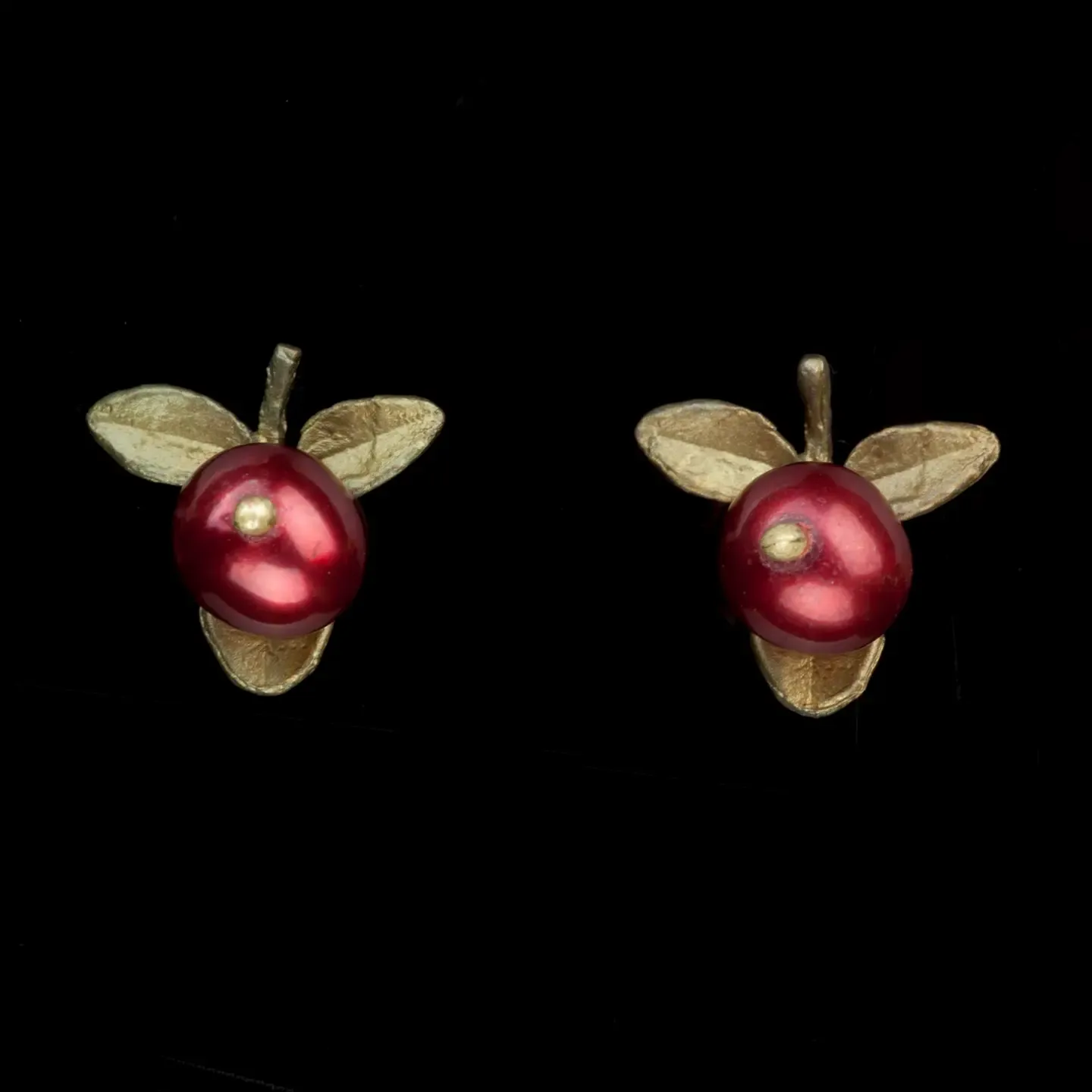 Cranberry Post Earrings (Cast Bronze with Cranberry Freshwater Pearls)