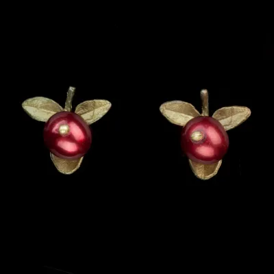 Cranberry Post Earrings (Cast Bronze with Cranberry Freshwater Pearls)
