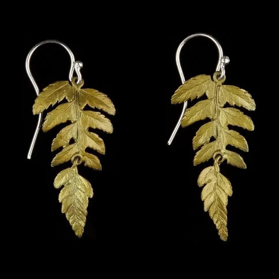 Fern Large Single Leaf  Wire Earrings (Cast Bronze)