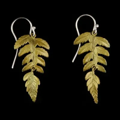 Fern Large Single Leaf  Wire Earrings (Cast Bronze)
