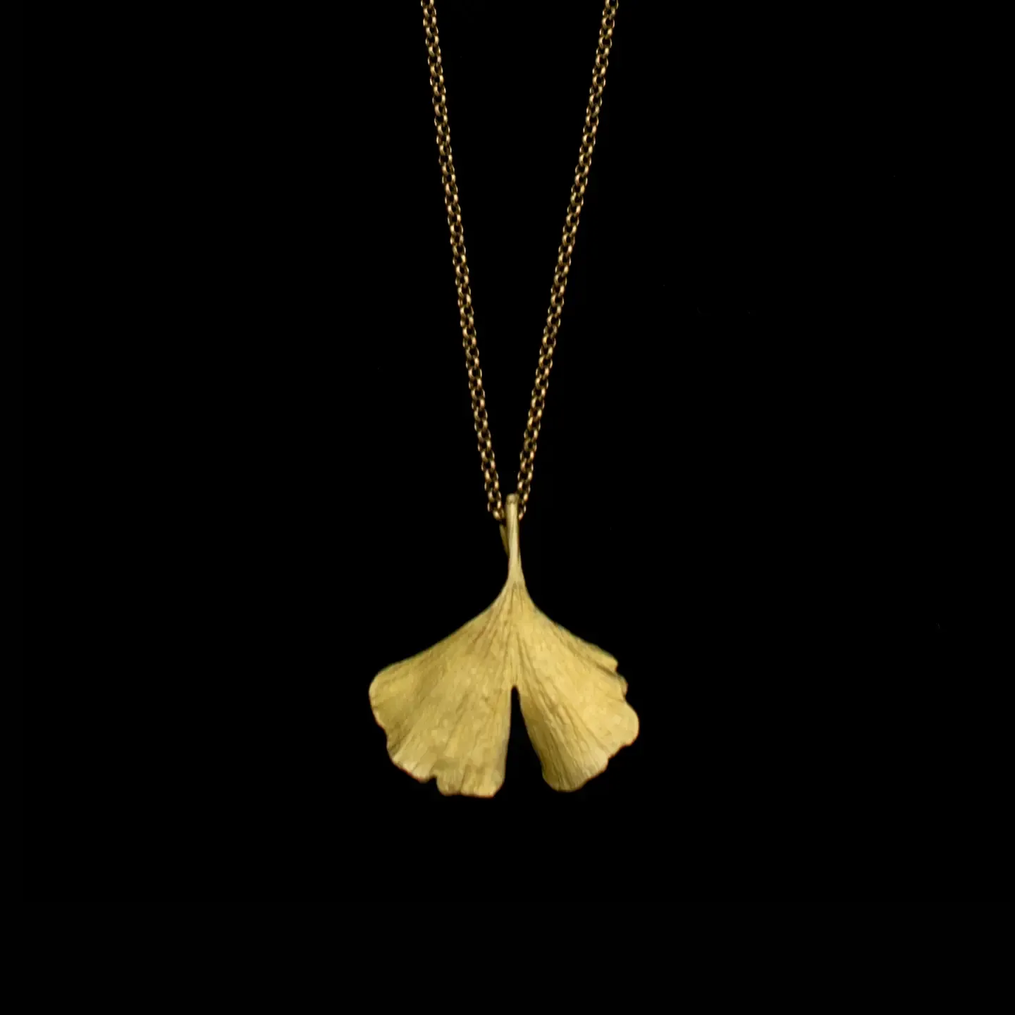 Ginkgo Pendant Necklace (Cast Bronze) - 18&quot; Adj