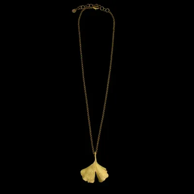 Ginkgo Pendant Necklace (Cast Bronze) - 18" Adj