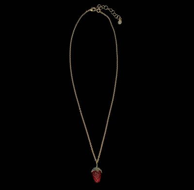 Strawberry Dainty Drop Pendant Necklace - 16" Adj.